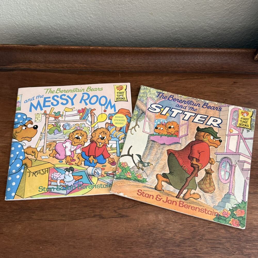 The Berenstain Bears and the Messy Room and The Sitter First Time Books Vtg